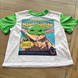 Star Wars Mandalorian Kids pj Tee - Green & White size 8